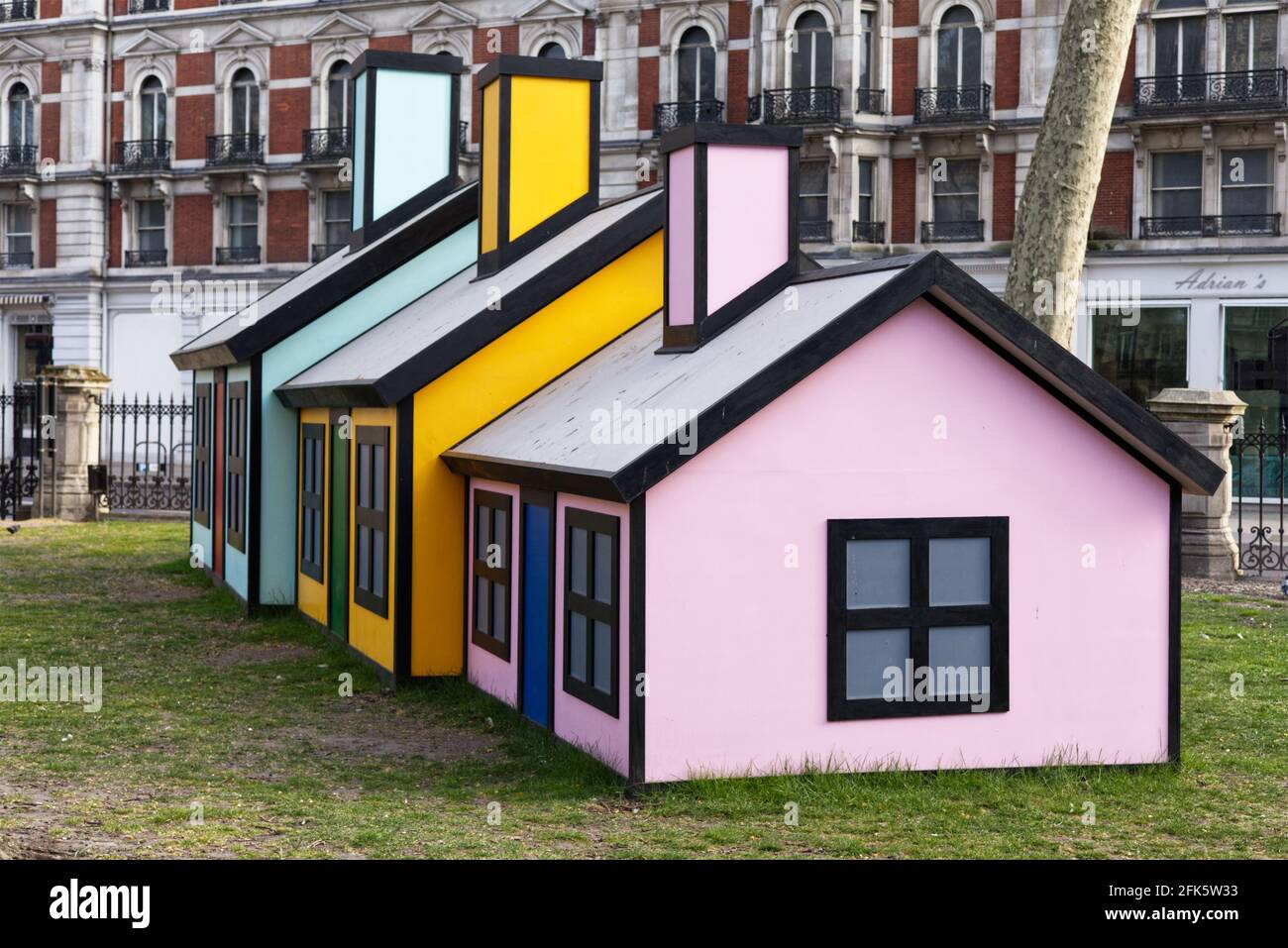 colourful houses, art sculpture London Stock Photo
