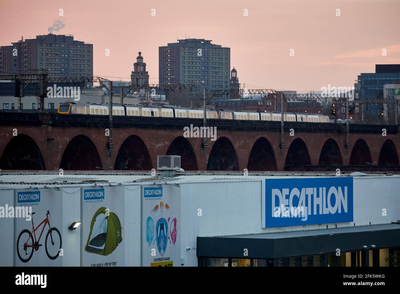 Built by CAF British Rail Class 331 operated by Northern Trains on Stockport Viaduct, greater Manchester Stock Photo