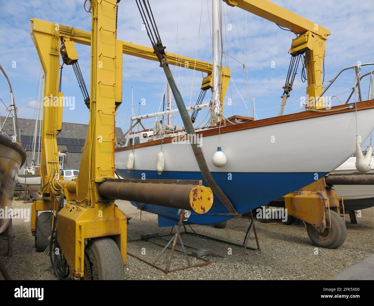 The 40 tonne hoist at Melton Boatyard lifts boats that need repair work
