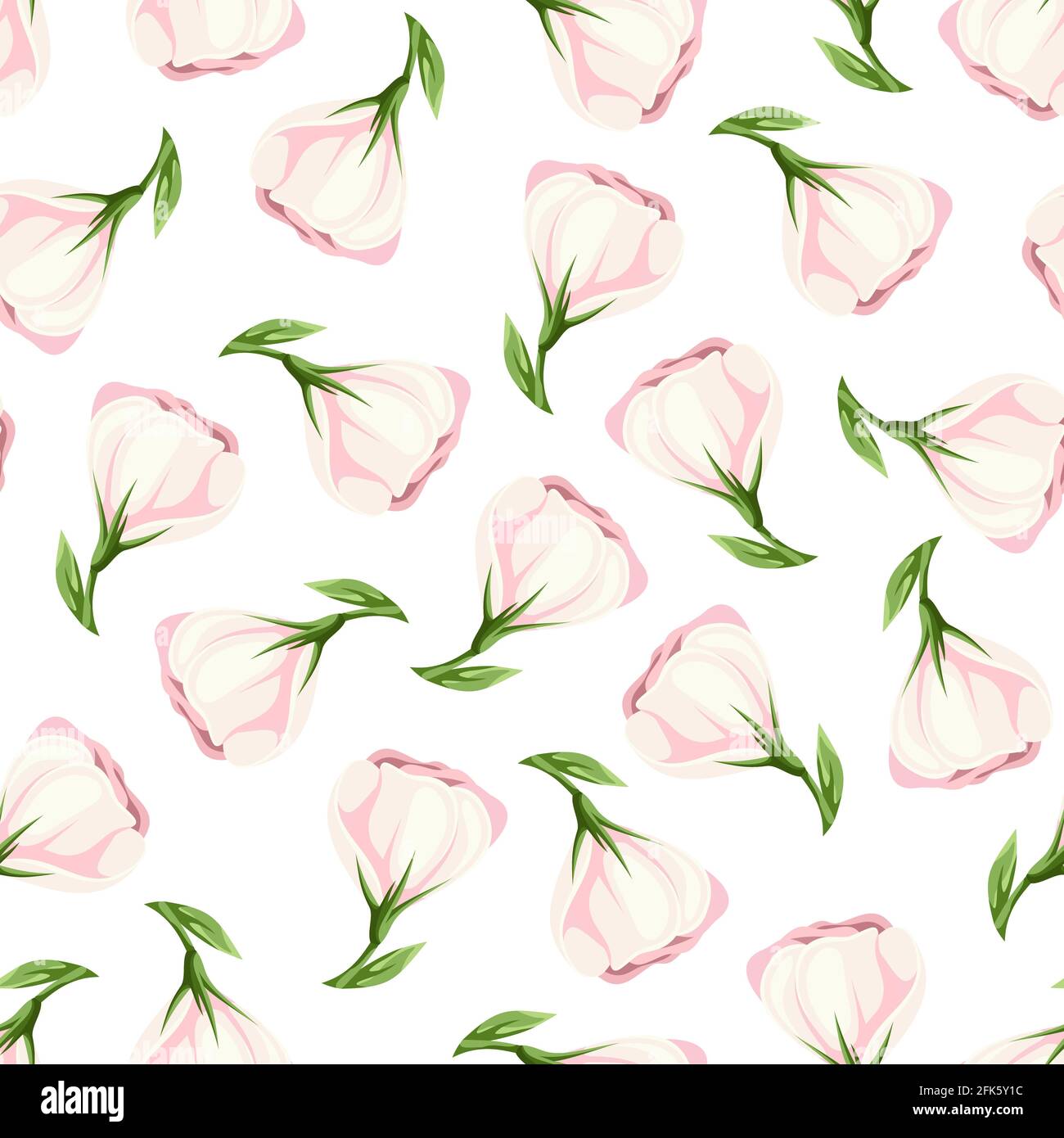 Vector seamless pattern with pink lisianthus flowers on a white ...