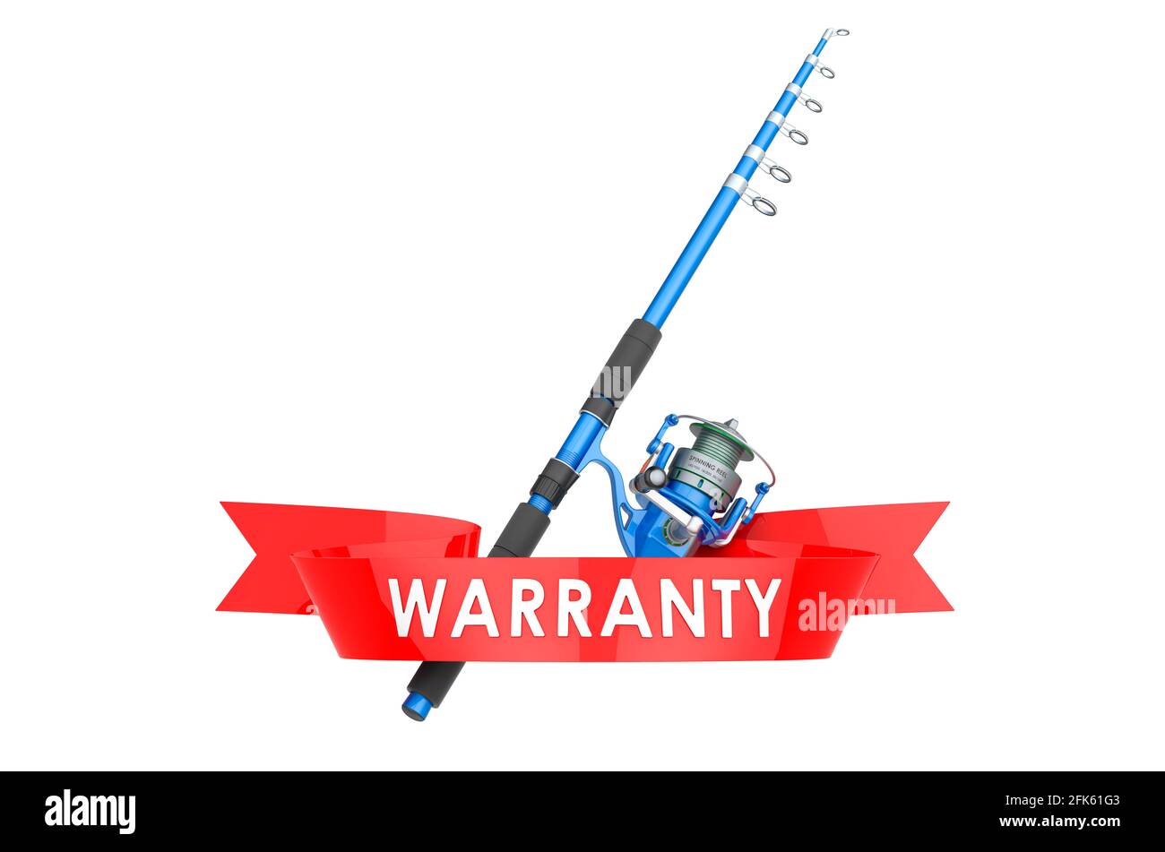 Fishing rod warranty concept. 3D rendering isolated on white background