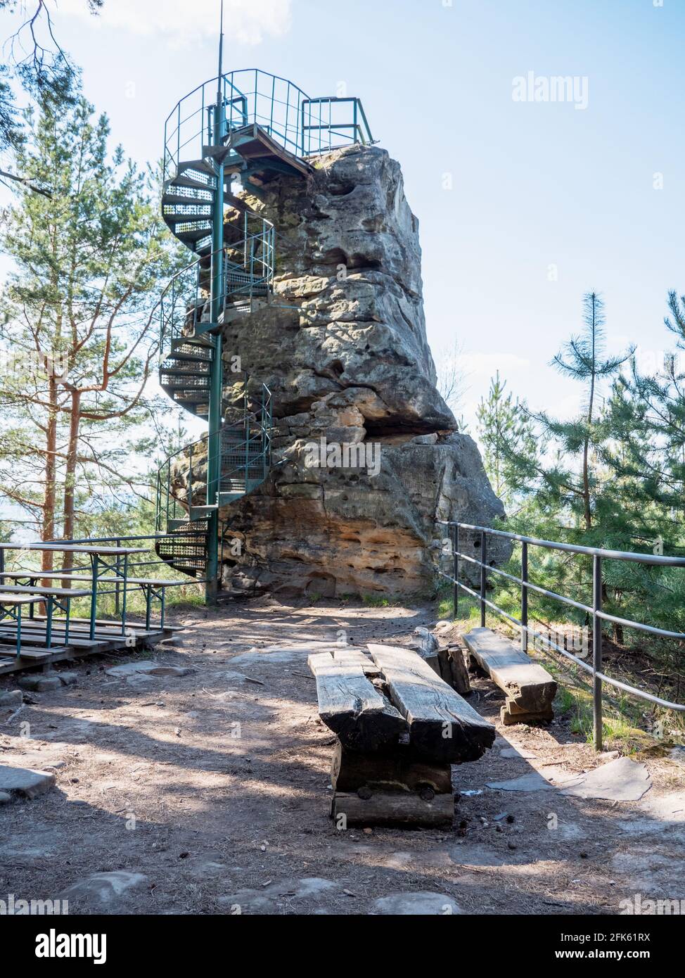 Rock lookout Hlavatice above Turnov town, north Czechia. Cesky raj  sandstone cliffs in spring sunny day Stock Photo - Alamy