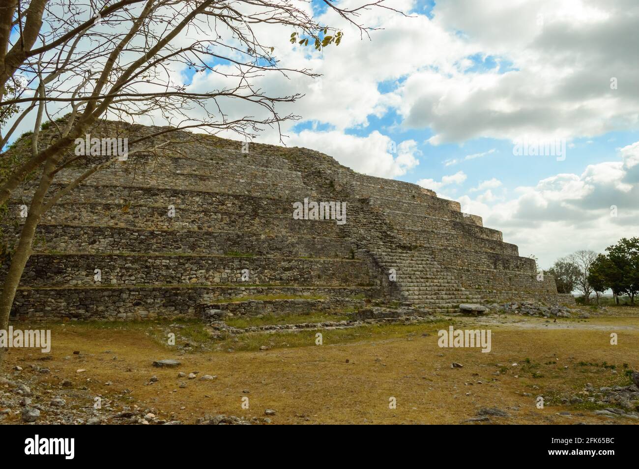 Kinich Kak Moo pyramid ruins at archeological site in Izamal, Yucatan, Mexico Stock Photo
