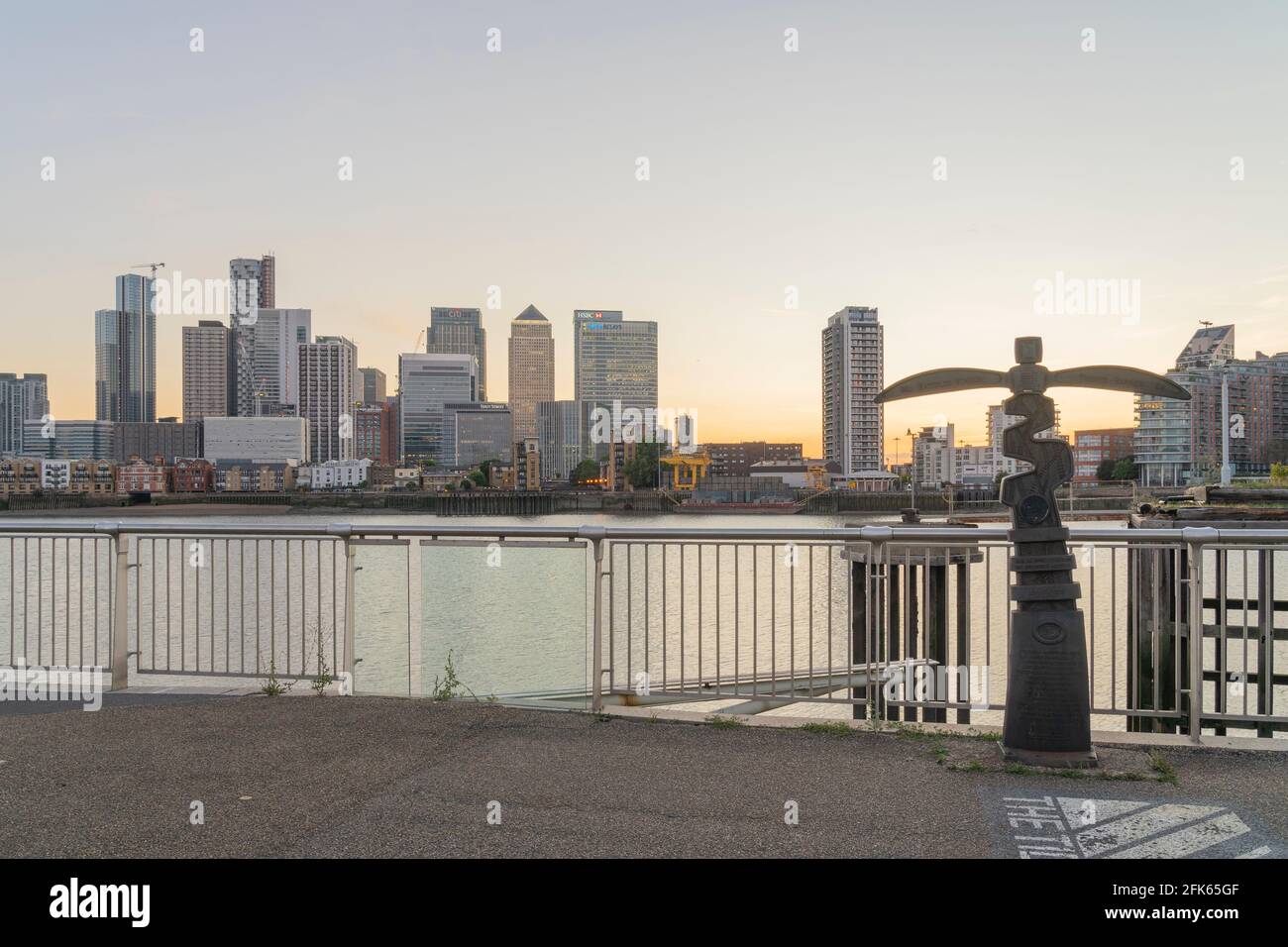 July 2020. London. View of Canary Wharf and the River Thames, London, England Stock Photo