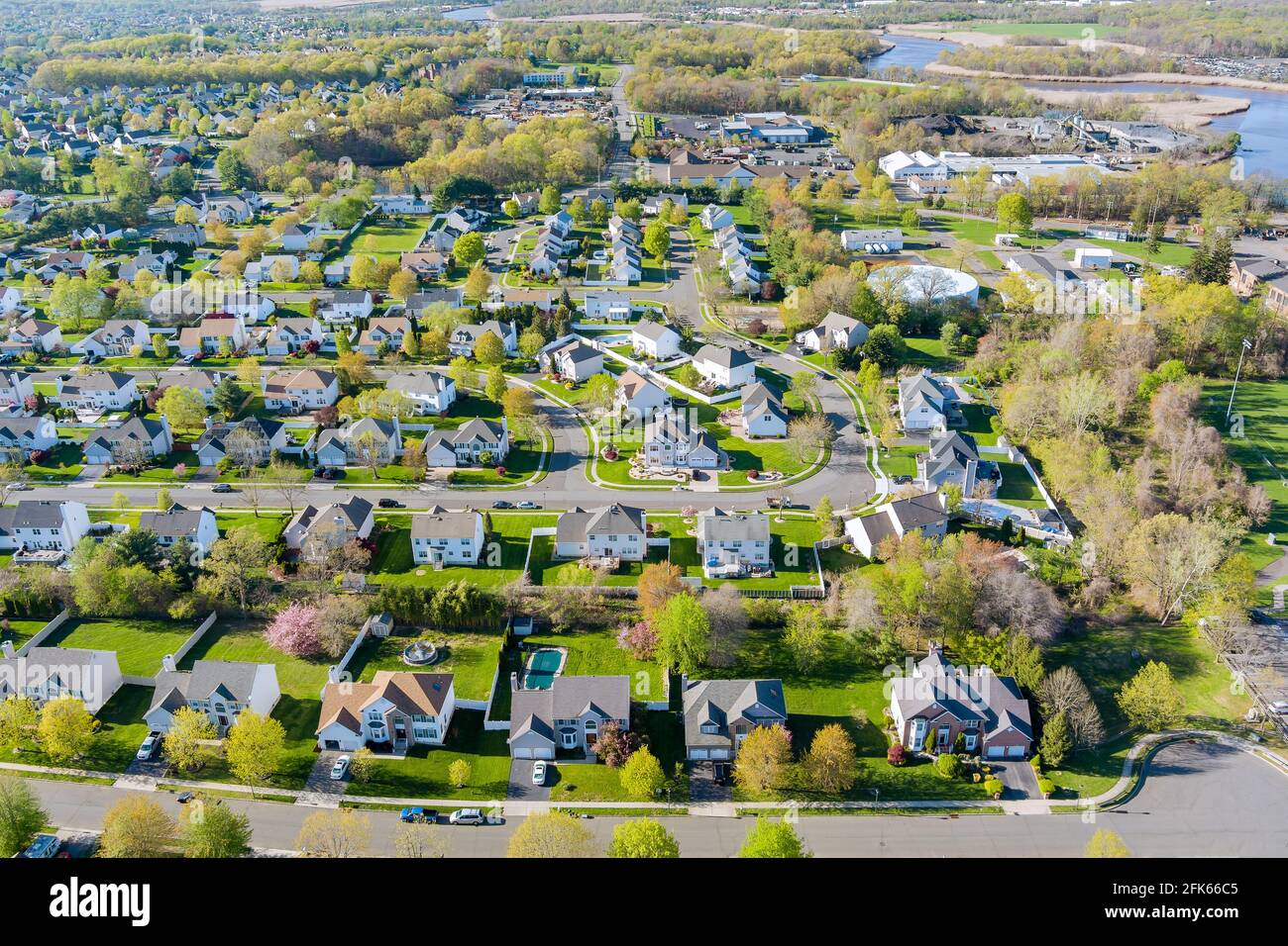 Modern apartment buildings complex small american town Stock Photo - Alamy