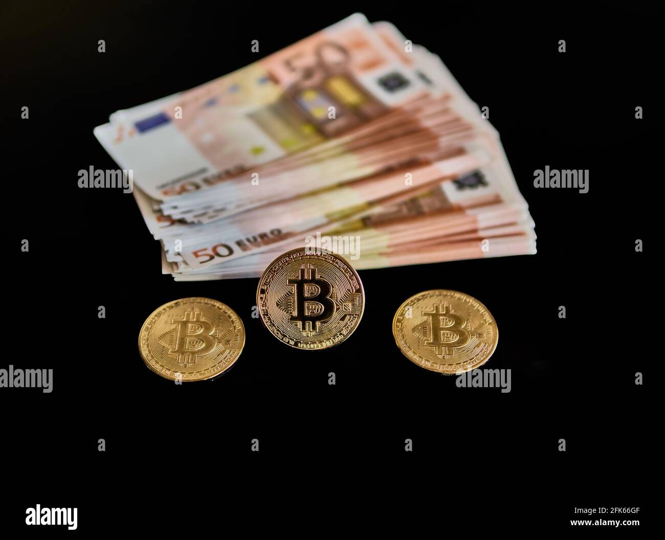 Bitcoin BTC coins on bills of euro banknotes. Worldwide virtual internet  cryptocurrency and digital payment system. Digital coin crypto money on  bitco Stock Photo - Alamy