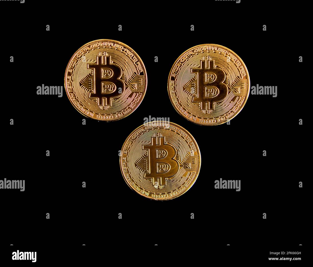 Bitcoin coins on a black background. Concept of power, economics, power,  money, Btc, anonymity Stock Photo - Alamy