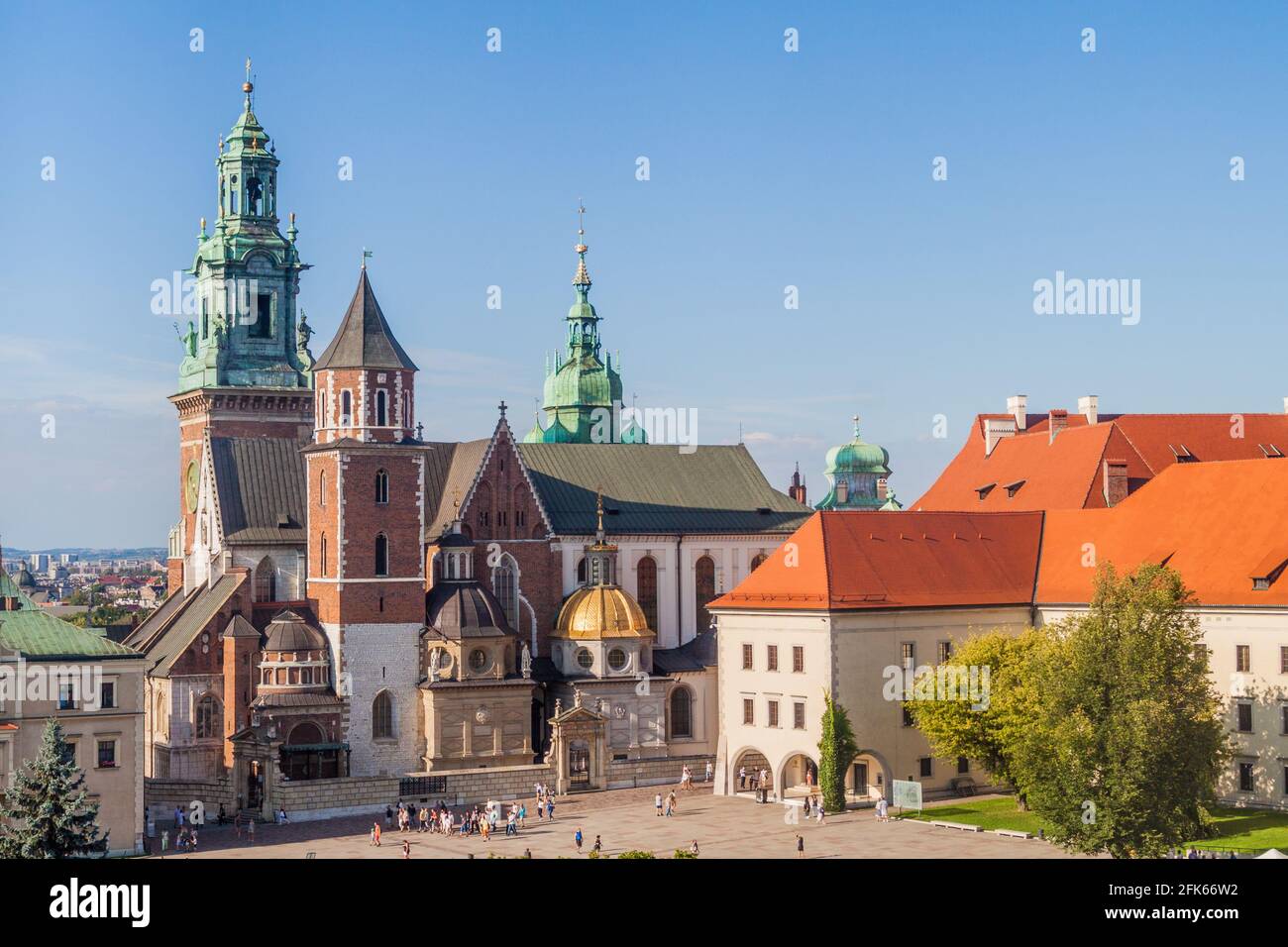 KRAKOW, POLAND - SEPTEMBER 4, 2016: Tourists visit Wawel castle in Krakow Poland Stock Photo