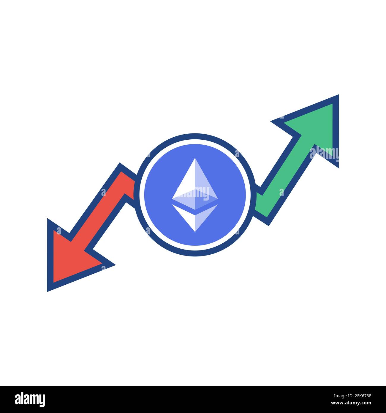 Ethereum up and down arrow. Crypto currency crisis concept. Digital  currency risk Stock Vector Image & Art - Alamy