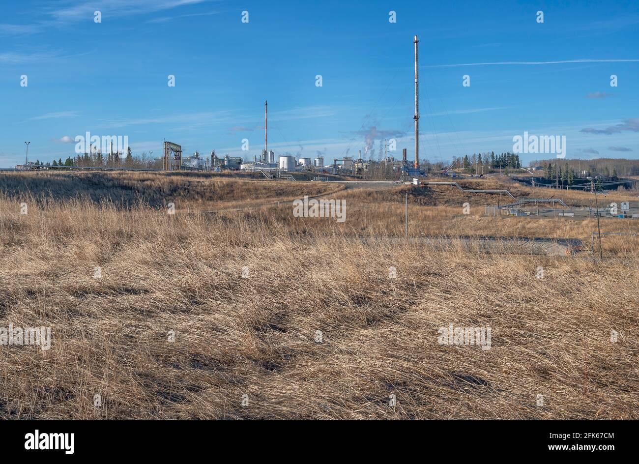 Gas processing plant near Cochrane, Alberta, Canada Stock Photo