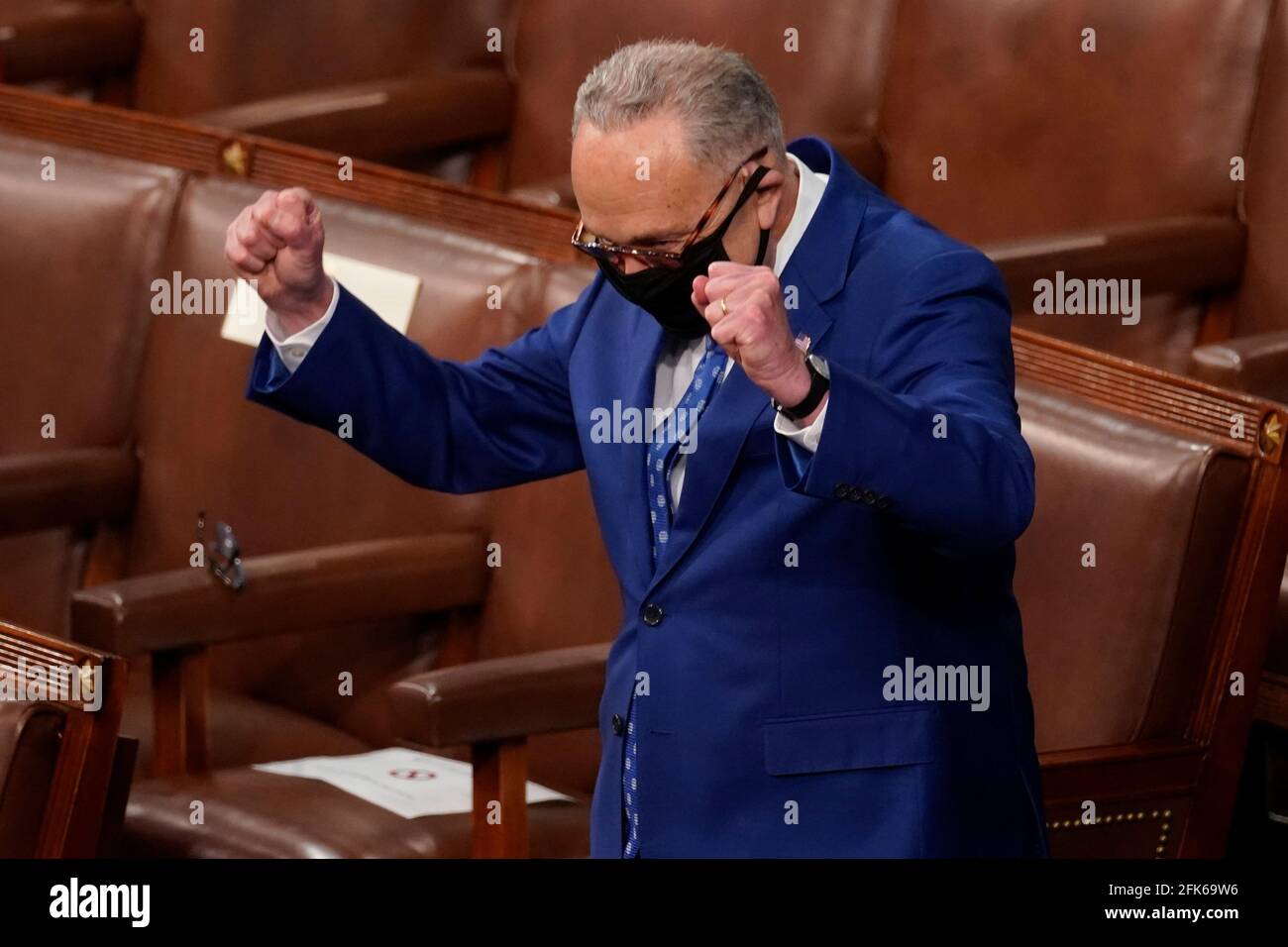 Senate Majority Leader Chuck Schumer of N.Y., reacts before President ...
