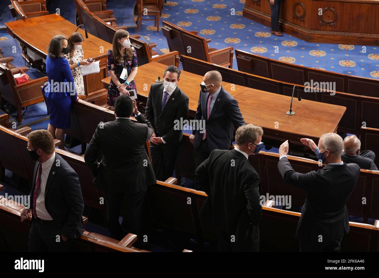 January. 28th Apr, 2021. Members of Congress before President Joe Biden delivered an address to a joint session of Congress at the Capitol in Washington on Wednesday, April 28, 2021. The speech was his first since taking office in January. Credit: Doug Mills/Pool via CNP | usage worldwide Credit: dpa/Alamy Live News Stock Photo