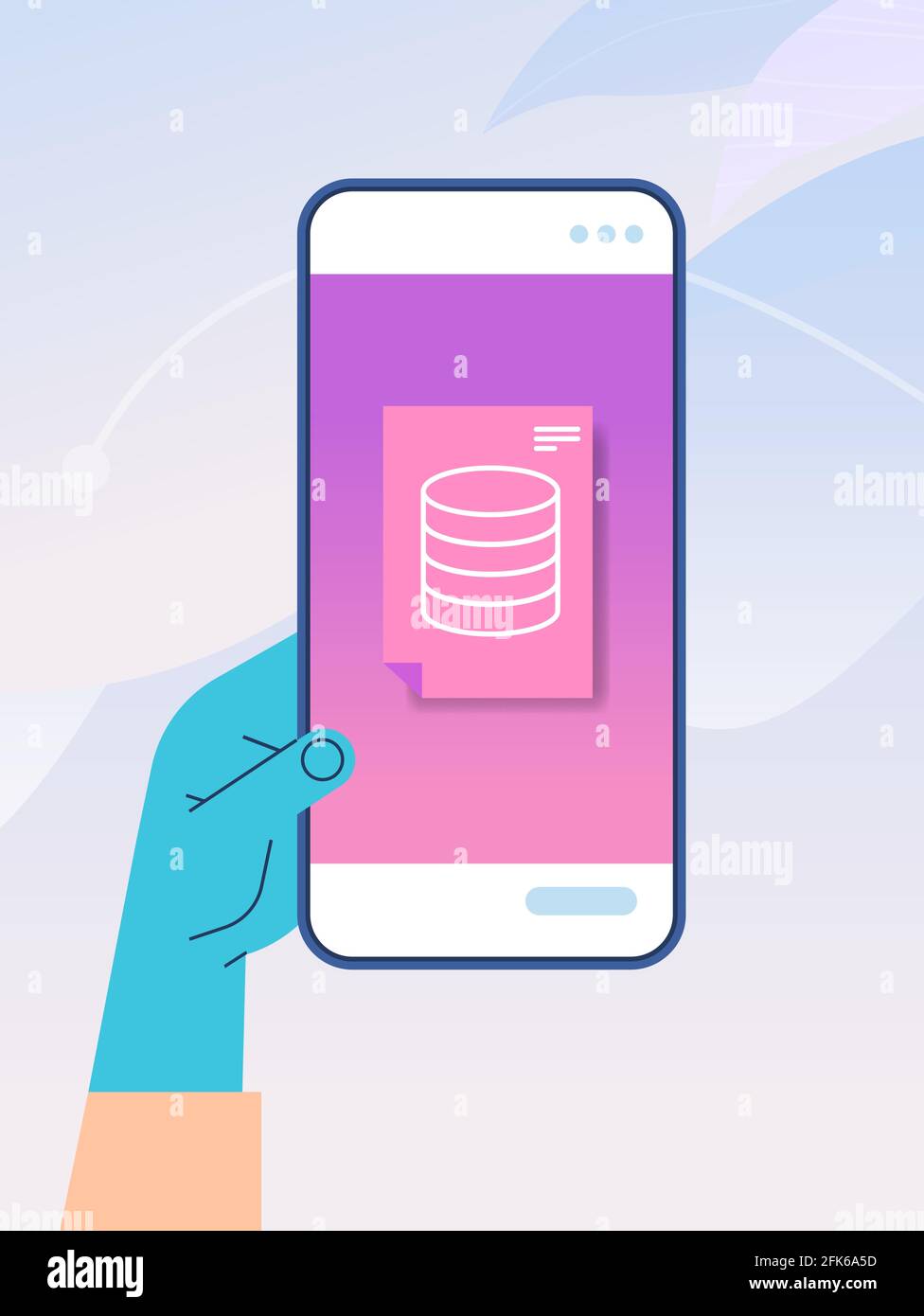 human hand using mobile app online data statistics remote business control on smartphone screen Stock Vector