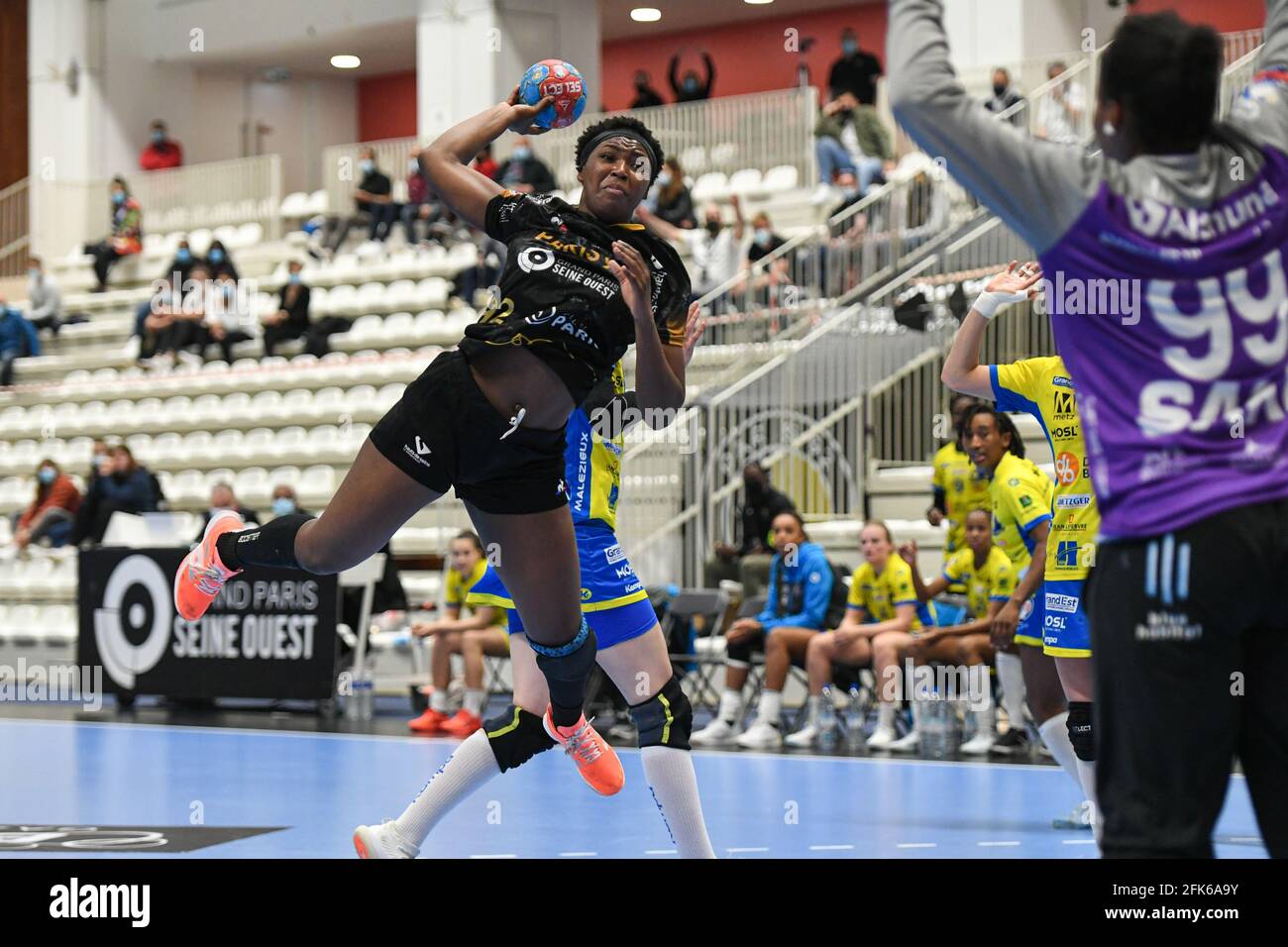 Paris, France. 28th April, 2021. Adja Ouattara during the Women's French championship, Ligue Butagaz Energie, play-offs Day 5 handball match between Paris 92 and Metz HB on April 28, 2021 at Palais des Sports Robert Charpentier in Issy-les-Moulineaux, France - Credit: Victor Joly/Alamy Live News Stock Photo