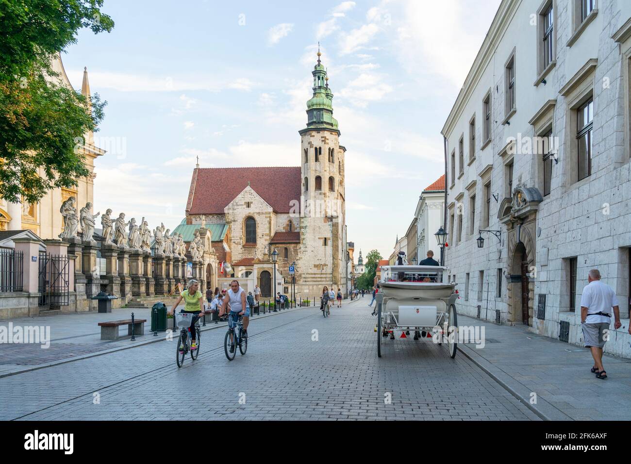 Krakow Poland August 2020. Street scene and Saints Peter and Paul Church, Krakow Poland, Stock Photo