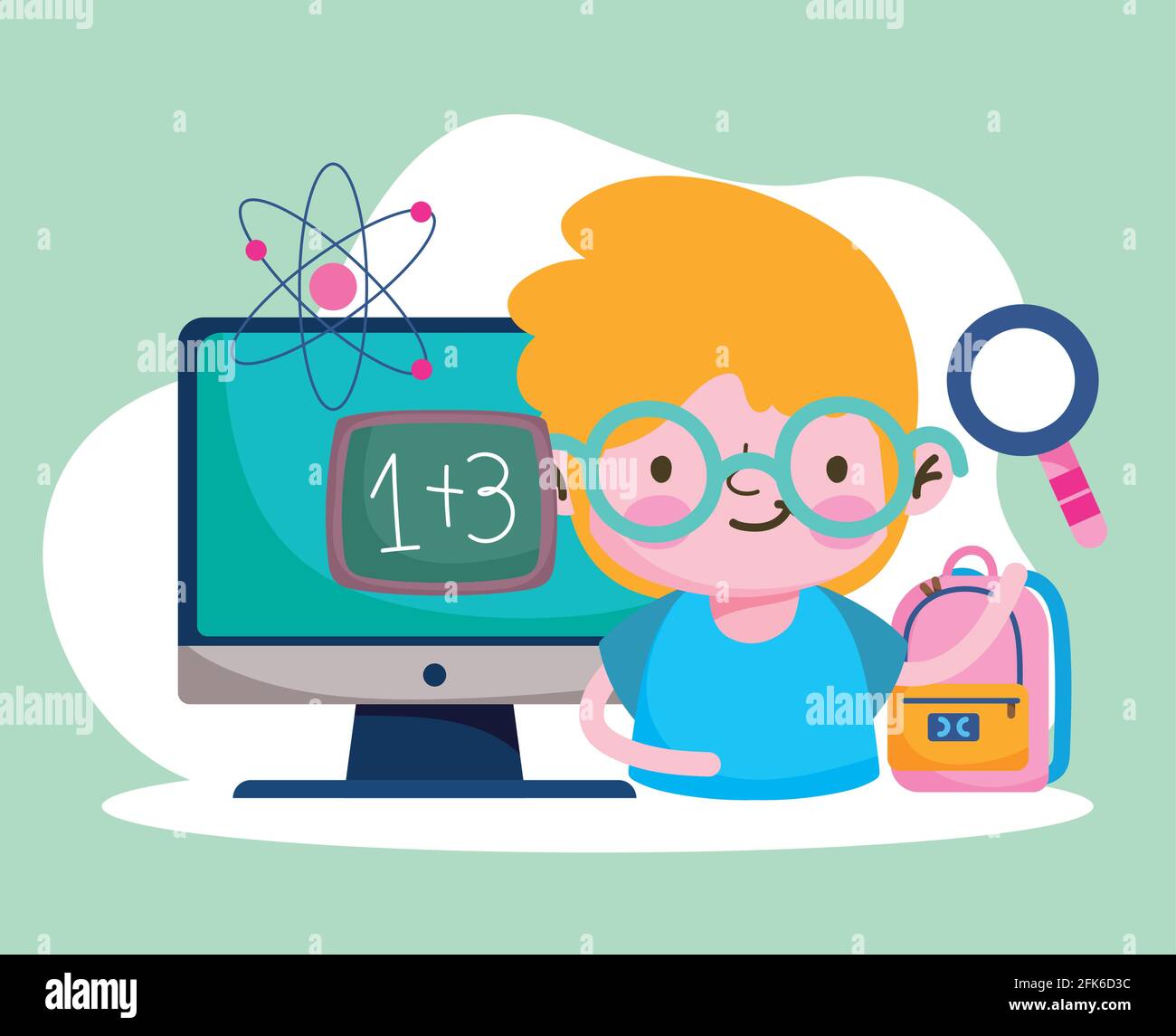 boy with computer education online Stock Vector Image & Art - Alamy