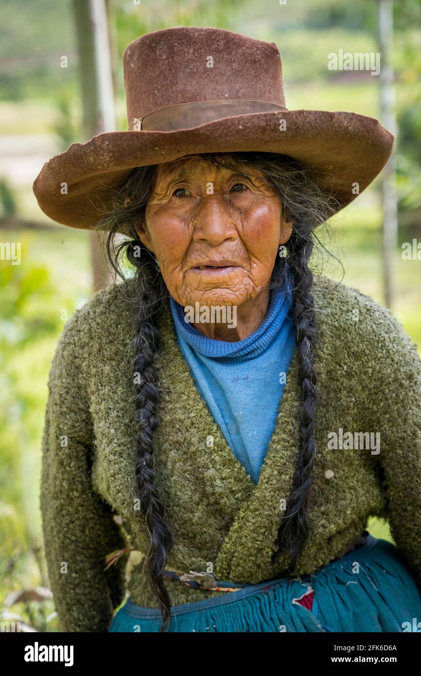 Andean women in traditional dress Stock Photo