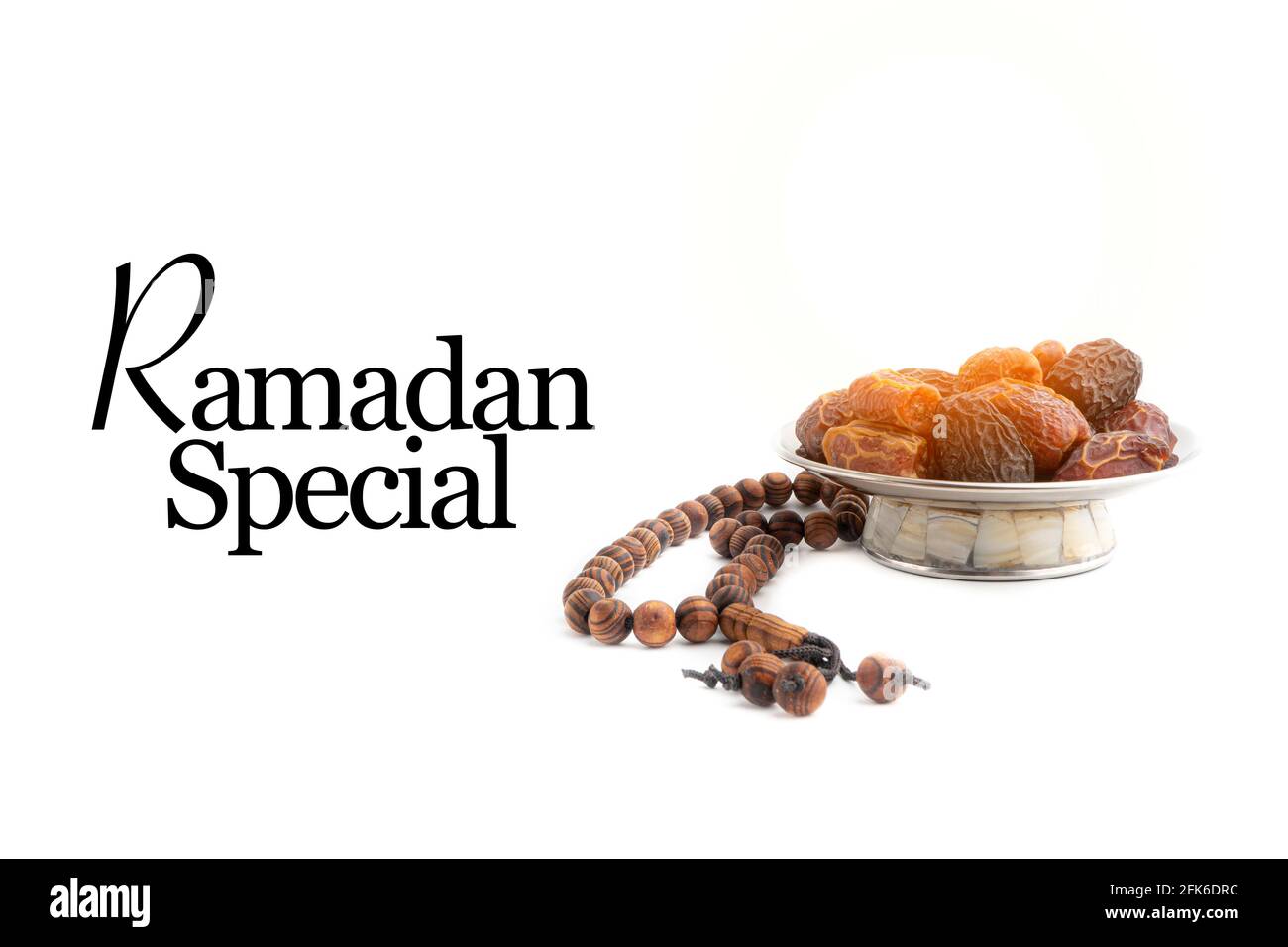 RAMADAN SPECIAL text with Dates or kurma fruits and rosary beads or ...