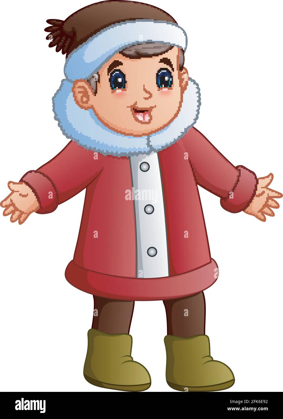 Happy boy in red winter clothes Stock Vector Image & Art - Alamy