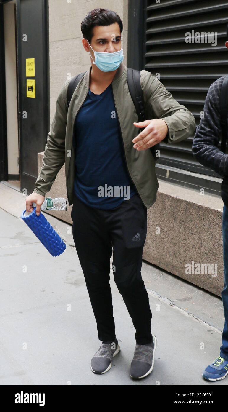 New York, NY, USA. 28th Apr, 2021. Elyes Gabel heading to set of the new  Apple TV series Suspicion on April 28, 2021 in New York City. Credit:  Rw/Media Punch/Alamy Live News
