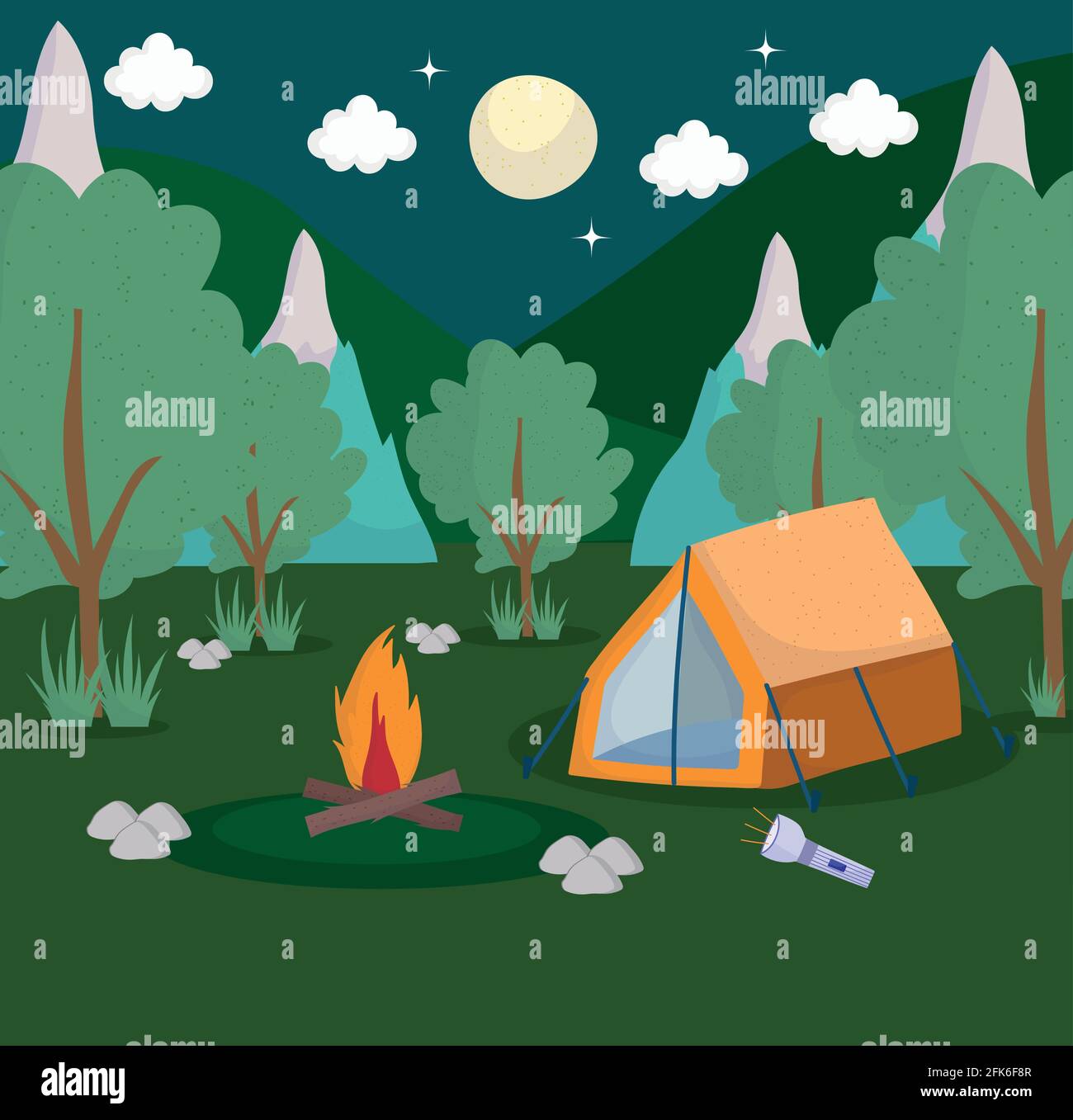 camping tent flashlight forest night Stock Vector Image & Art - Alamy