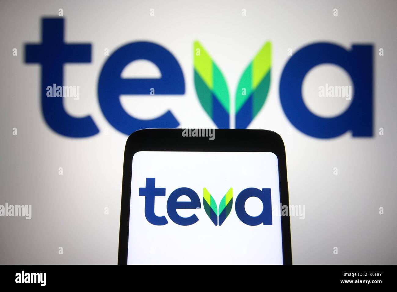 Ukraine. 29th Apr, 2021. In this photo illustration, a Teva logo of an  Israel pharmaceutical company seen displayed on a smartphone and a pc  screen. Credit: Pavlo Gonchar/SOPA Images/ZUMA Wire/Alamy Live News