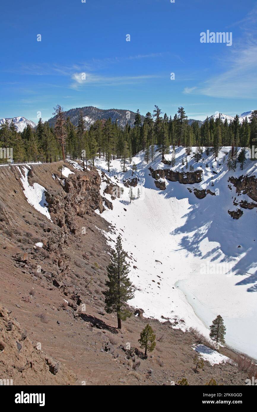Inyo craters are three steam explosion craters near Mammoth Lakes CA Stock Photo