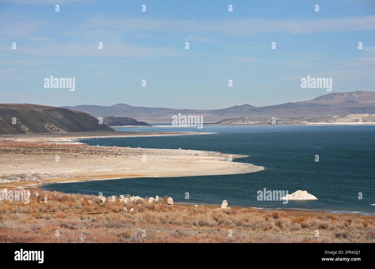 overview of Mono Lake in the Eastern Sierra mountains California Stock Photo