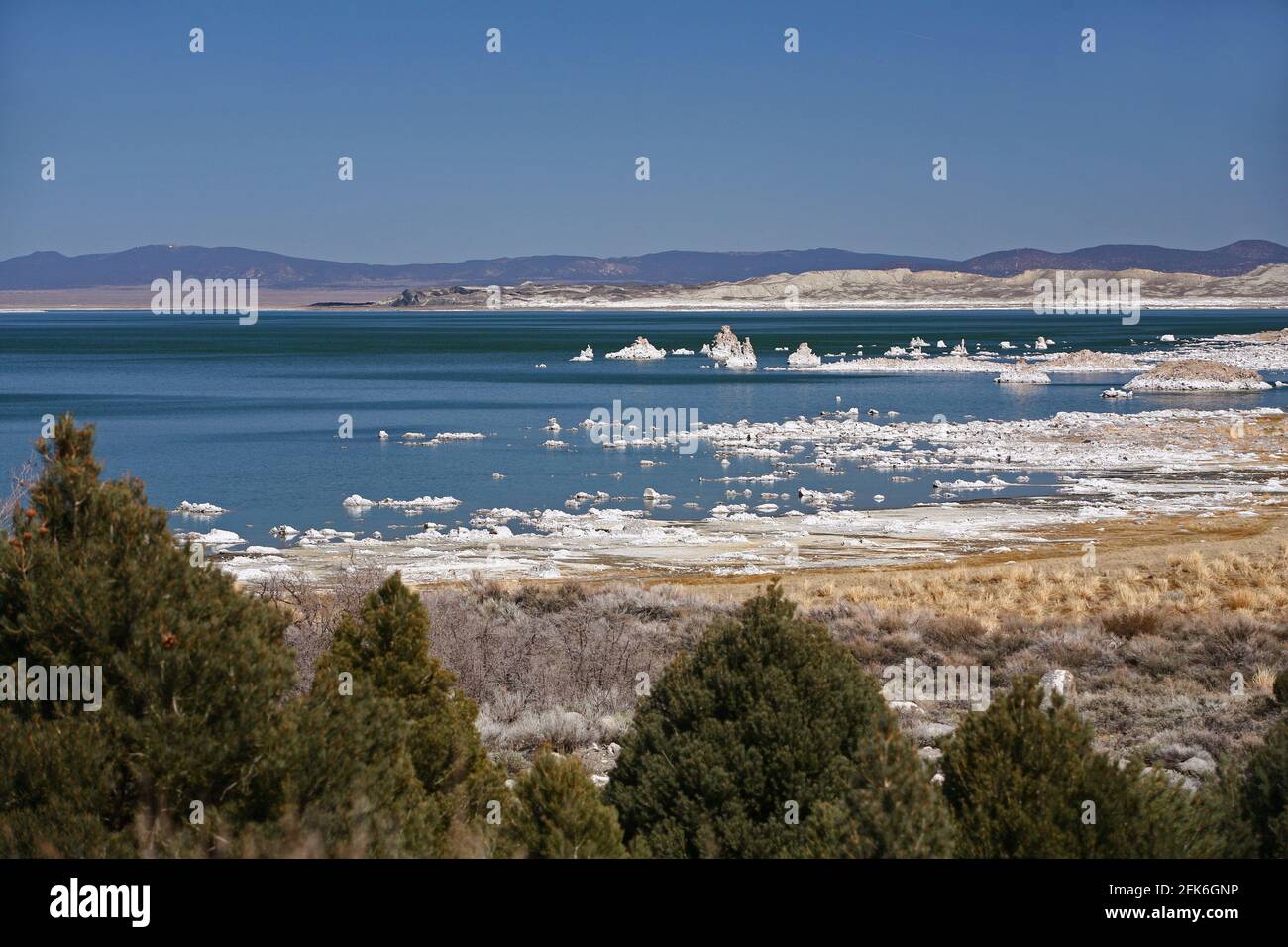 overview of Mono Lake in the Eastern Sierra mountains California Stock Photo