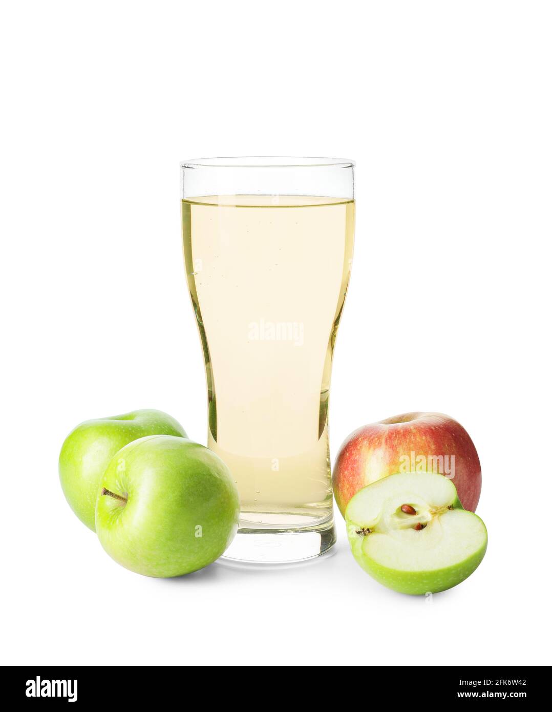 Glass of apple cider on white background Stock Photo - Alamy