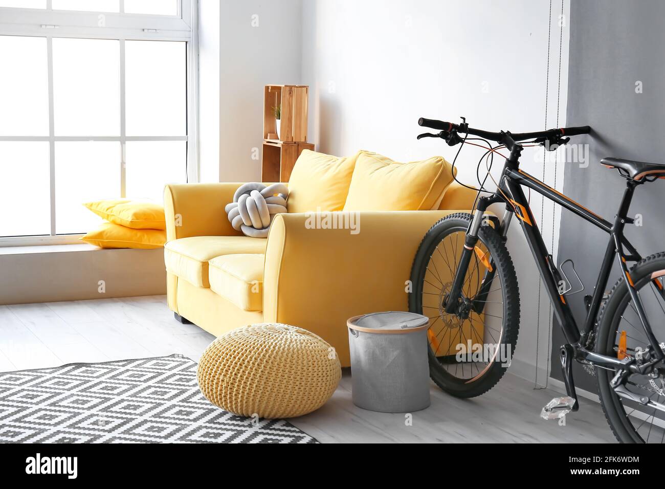 Stylish interior bicycle yellow hi-res stock photography and images - Alamy