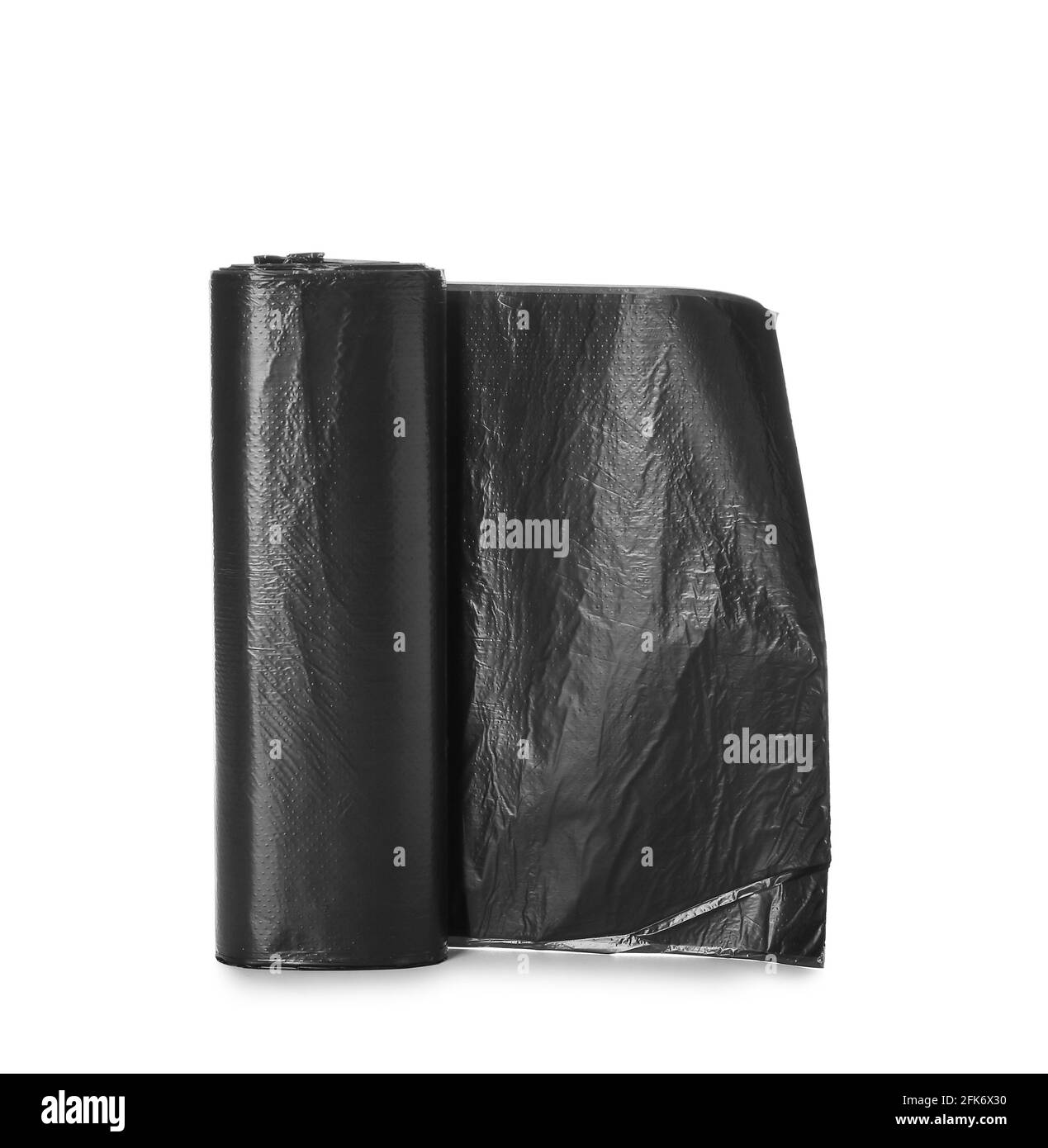 Roll of garbage bags on white background Stock Photo Alamy