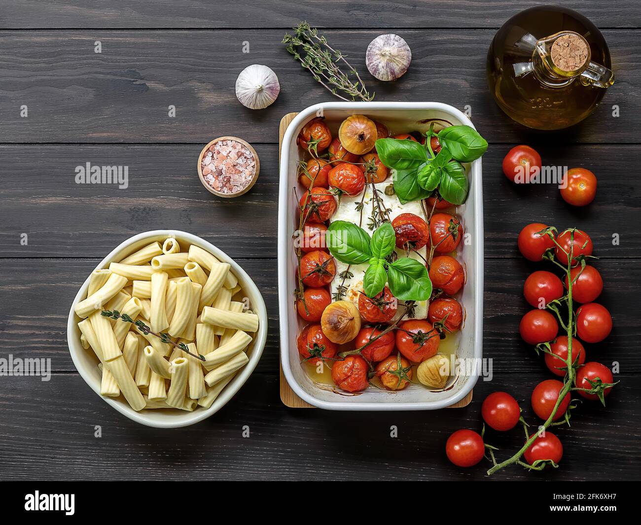 Trending viral Feta baked pasta recipe made of cherry tomatoes, feta