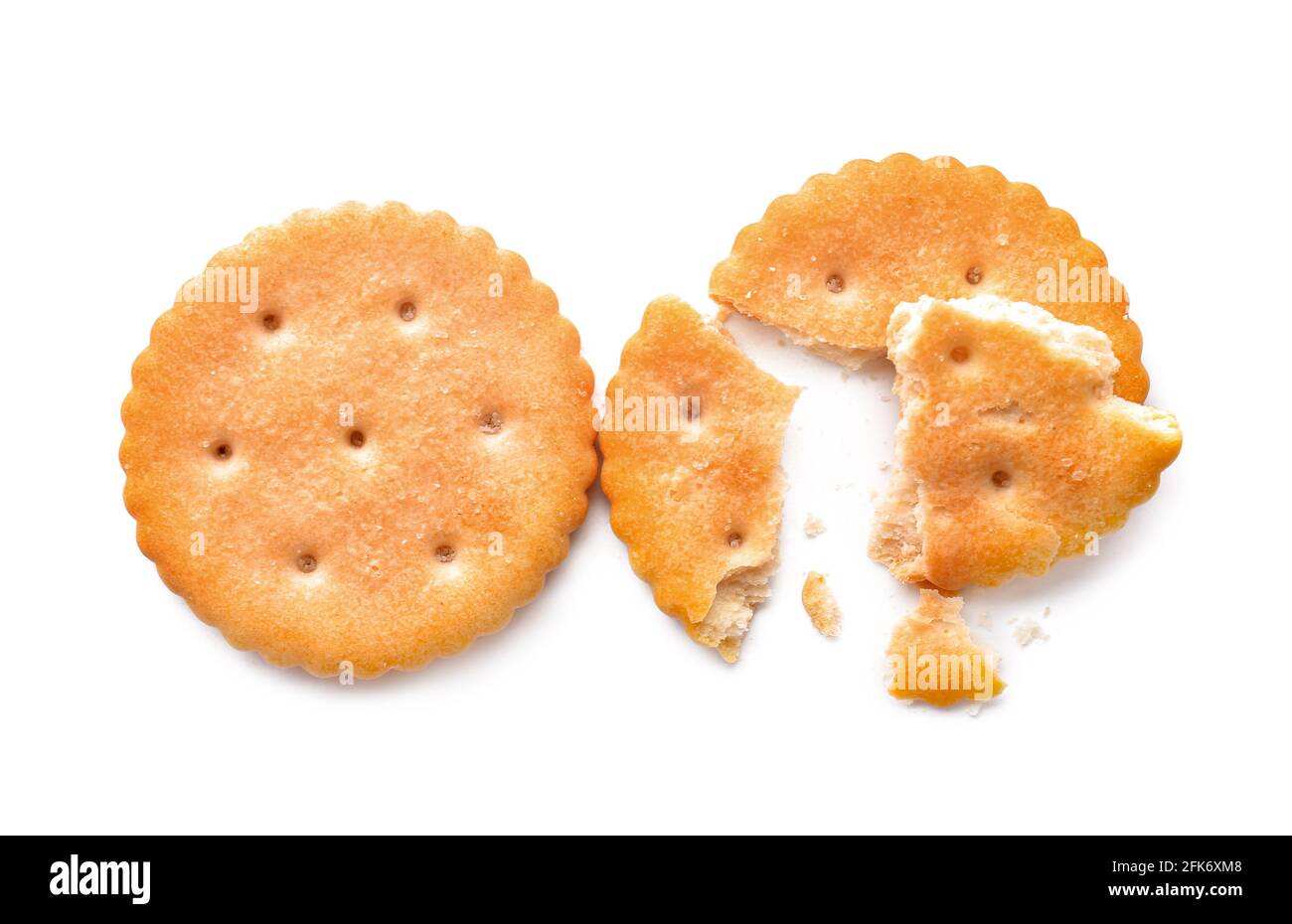Tasty crackers on white background Stock Photo