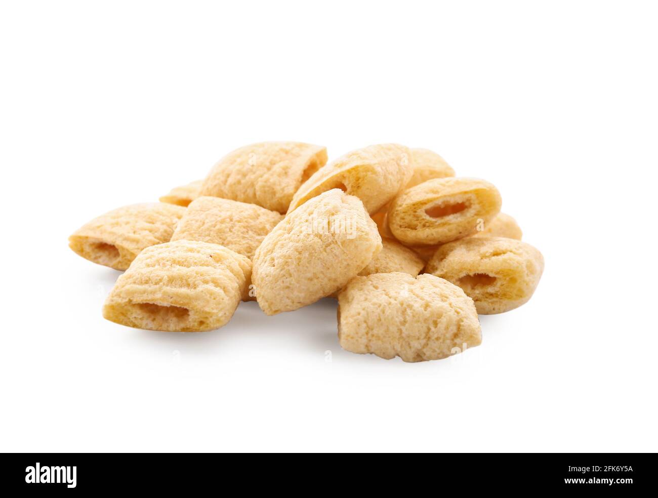 Tasty corn pillows on white background Stock Photo