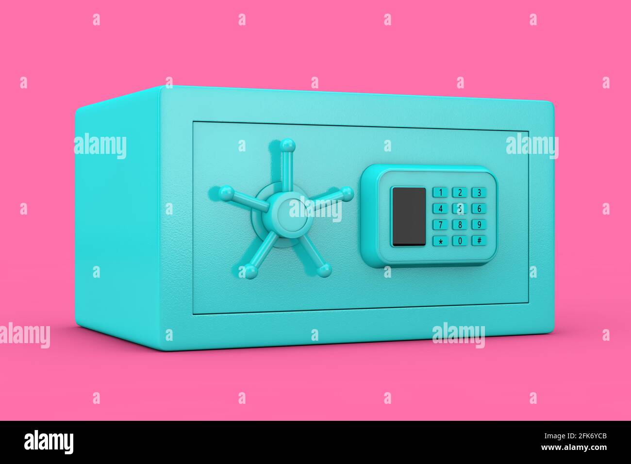 Blue Security Code Vault Safe in Duotone Style on a pink background. 3d