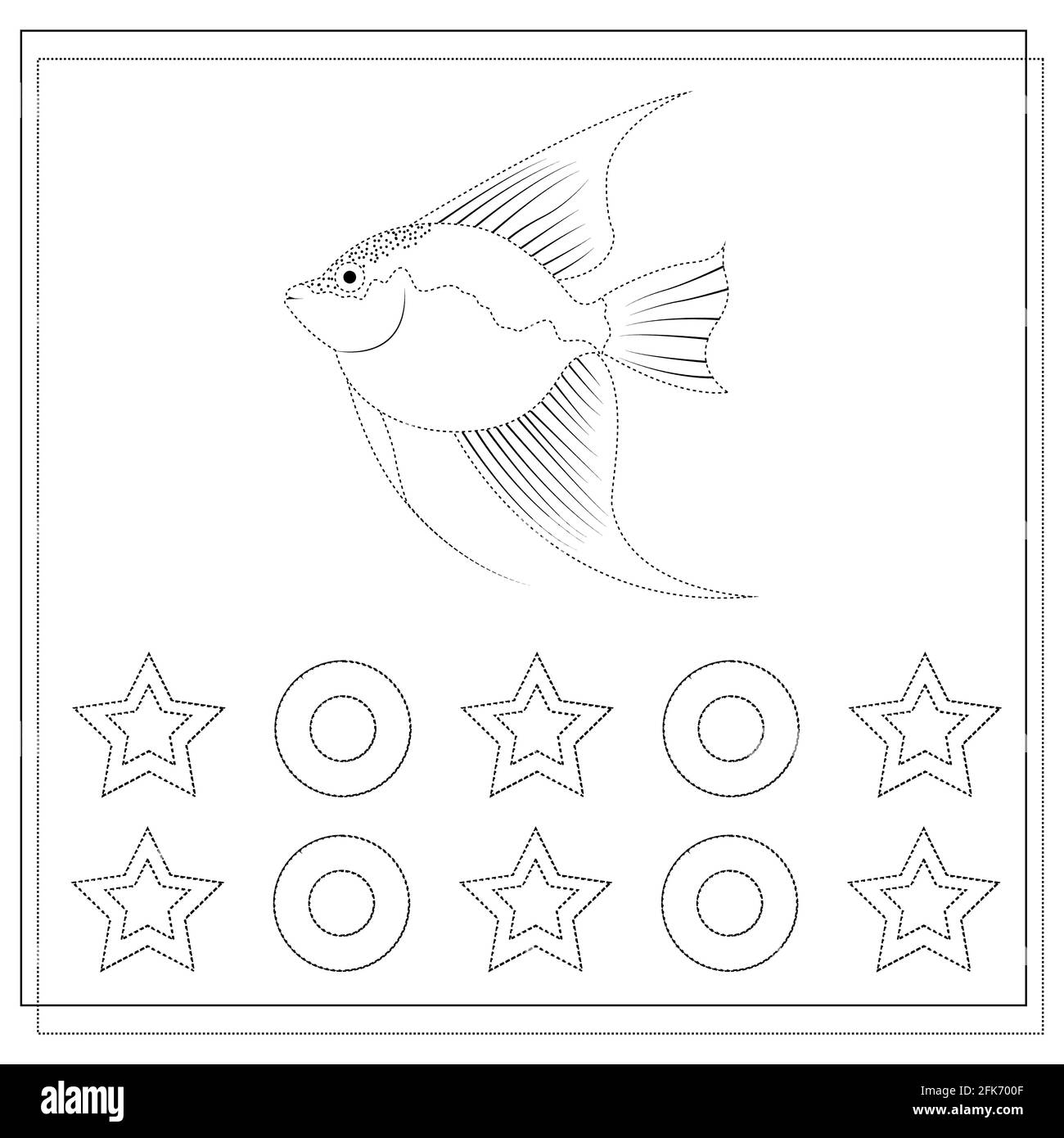 practice handwriting circle the dots drawing a worksheet for children illustration of fish for children vector isolated on a white background stock vector image art alamy