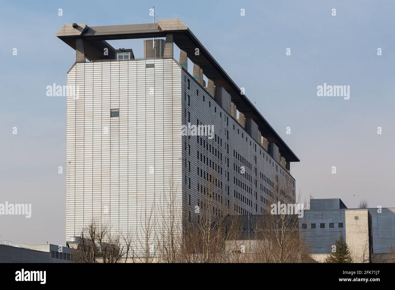Munich, Großhadern, Germany - Mar 9, 2021: Side view of Klinikum Großhadern hospital. Munich's largest hospital. Stock Photo