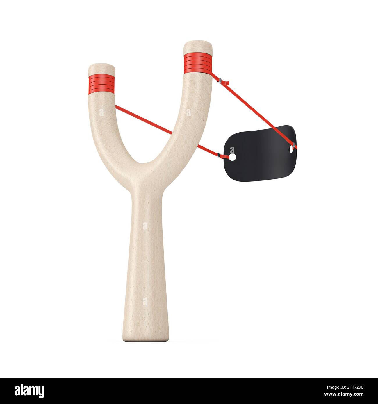 Danger Wooden Slingshot Toy Weapon on a white background. 3d Rendering Stock Photo