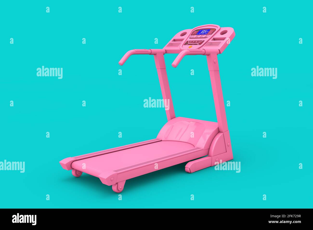 Pink Treadmill Fitness Run Machine in Duotone Style on a blue