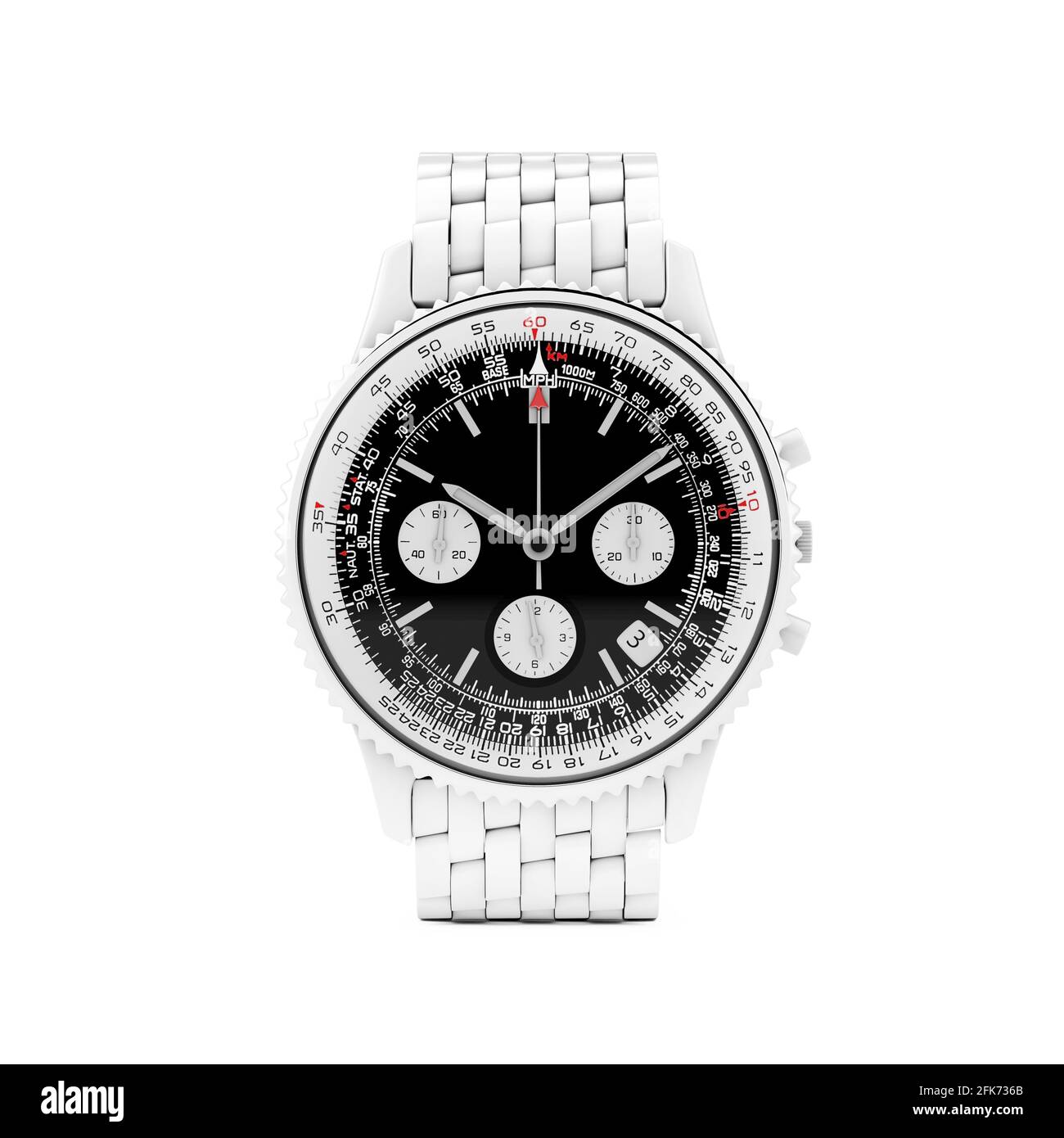 Luxury Classic Analog Men's White Wrist Watch in Clay Style on a white