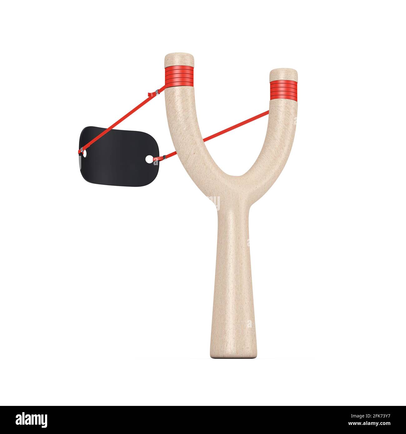 Danger Wooden Slingshot Toy Weapon on a white background. 3d Rendering Stock Photo
