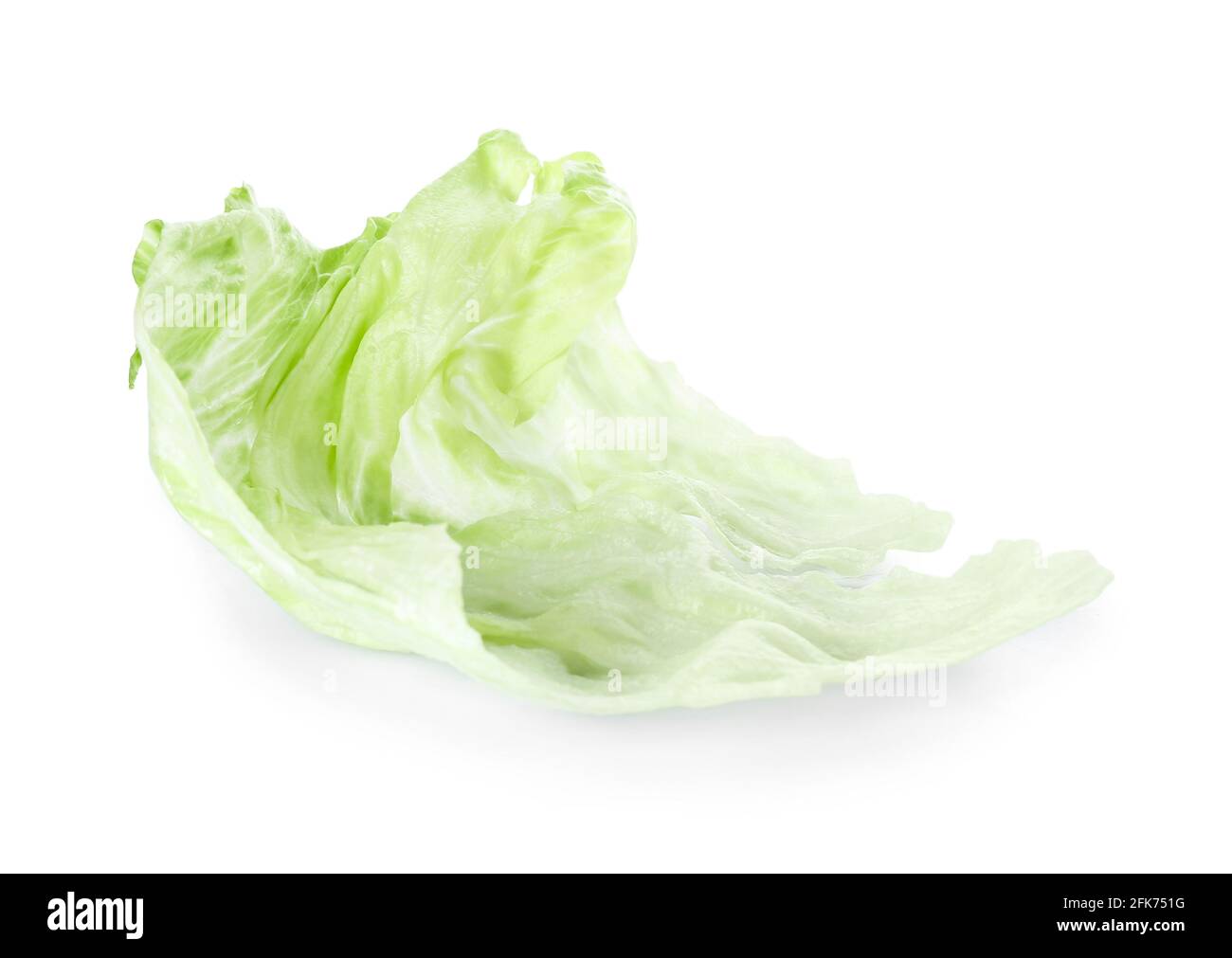 Iceberg lettuce leaf on white background Stock Photo Alamy