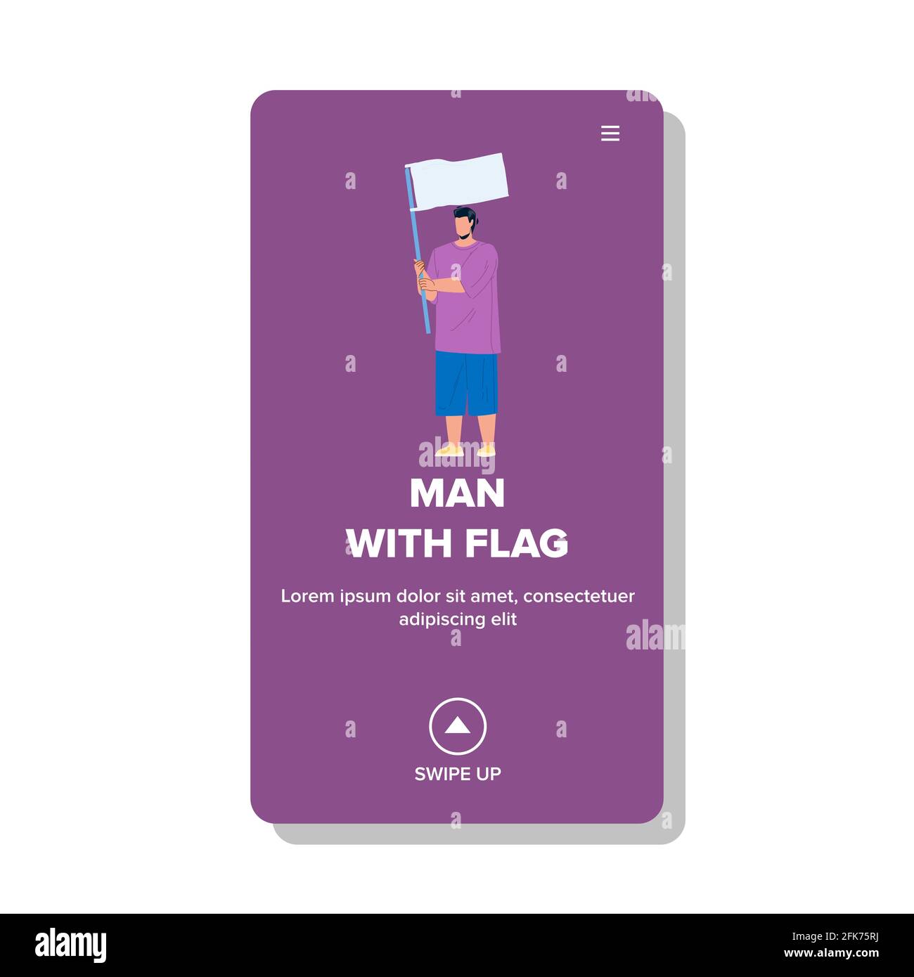 Man With Flag Visit Political Manifestation Vector Stock Vector