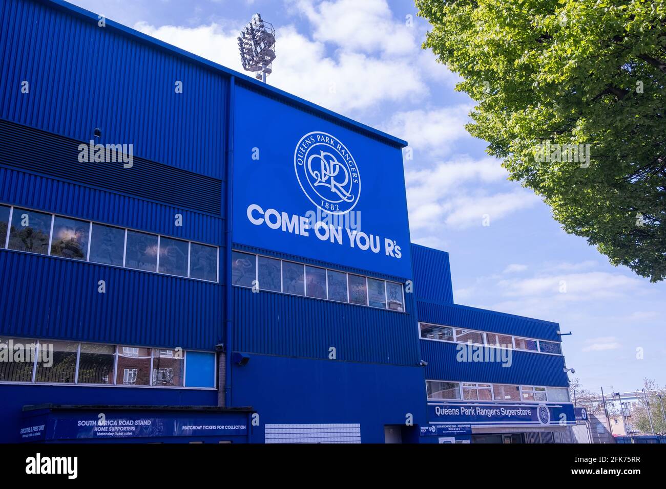 London- April, 2021: Loftus Road Stadium, the home of Queen Park Rangers Football team in West London Stock Photo