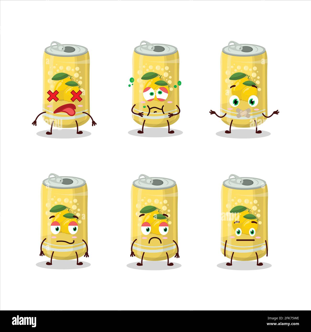 Lemon soda can cartoon character with nope expression. Vector ...
