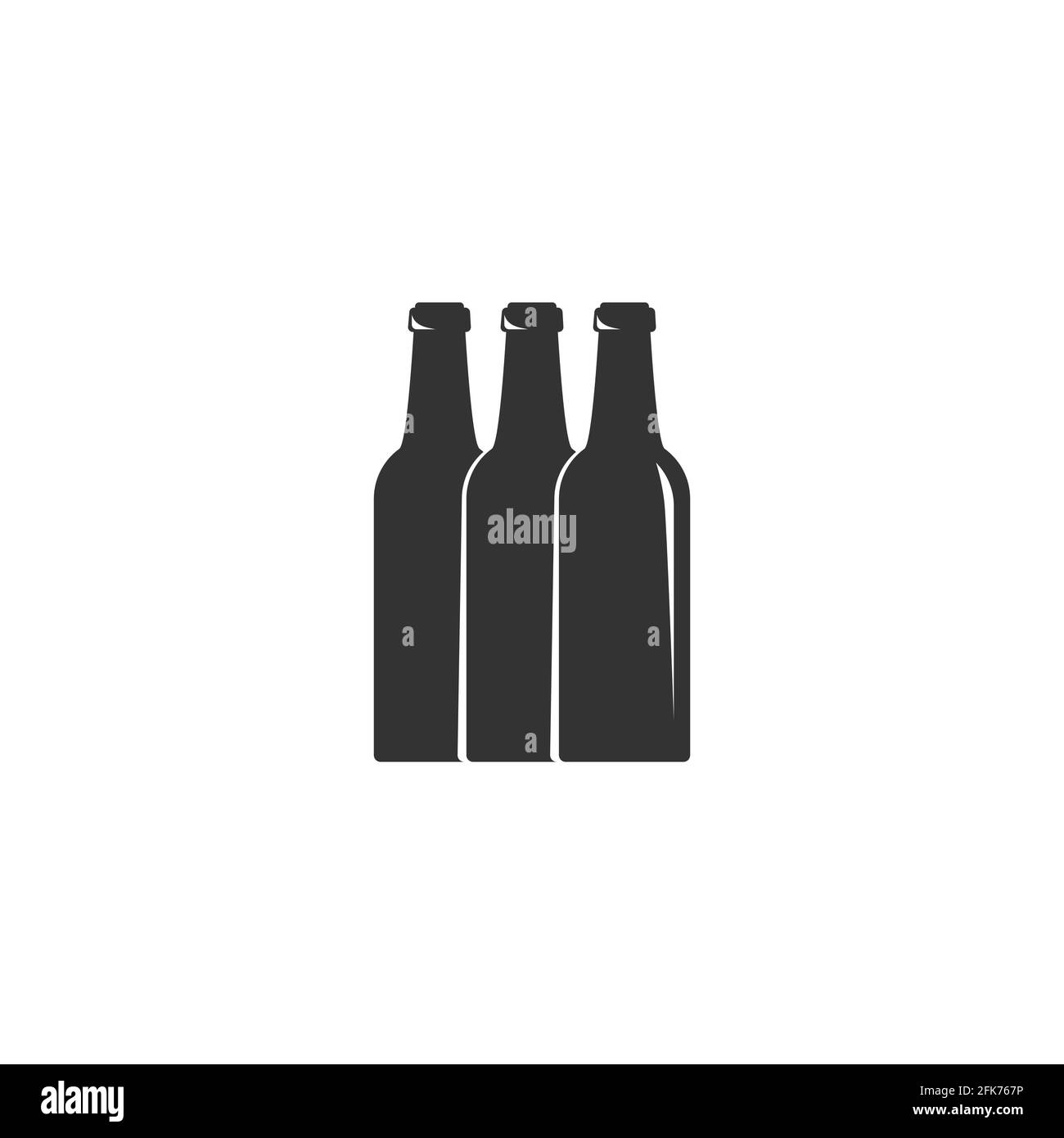 beer or ale bottle with bubbles. Bar, pub, brew symbol. Alcohol, drinks shop, stor, menu item icon. Vector illustration isolated on white. Stock Vector