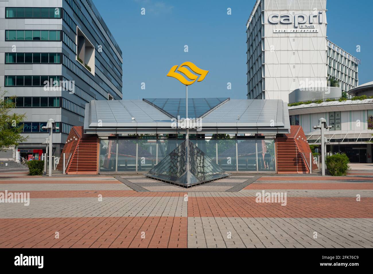 18.04.2021, Singapore, Republic of Singapore, Asia - Modern office buildings with Expo MRT metro station at Changi City Point next to Business Park. Stock Photo