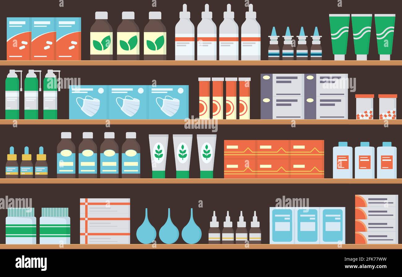 Shelf of vitamins Stock Vector Images Alamy