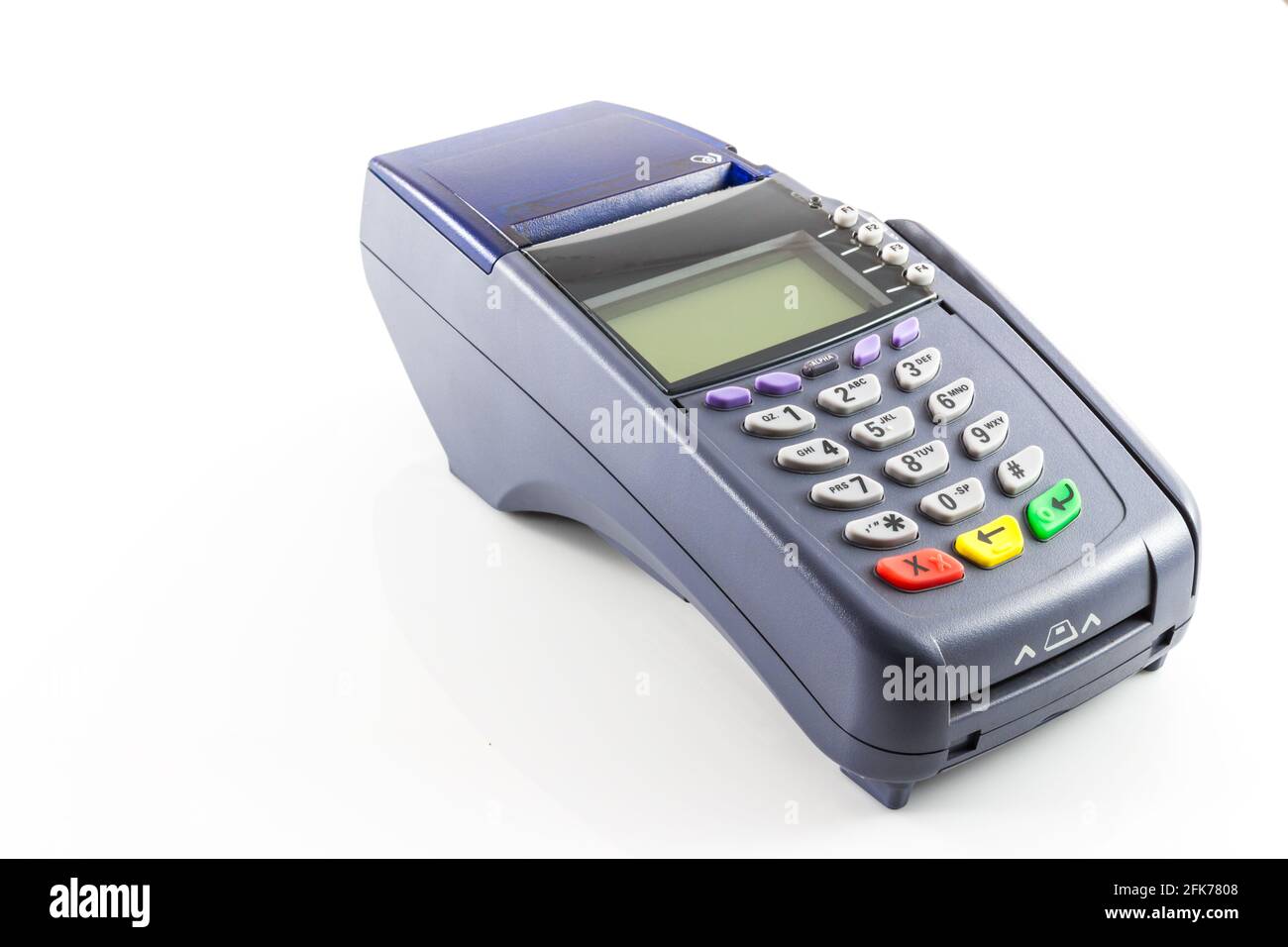 credit card reader machine on white background Stock Photo Alamy